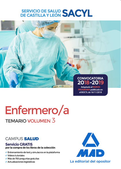 ENFERMERO/A DEL SERVICIO DE SALUD DE CASTILLA Y LEÓN (SACYL). TEMARIO VOLUMEN 3