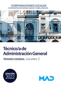 TÉCNICO/A DE ADMINISTRACIÓN GENERAL DE CORPORACIONES LOCALES. TEMARIO GENERAL VO