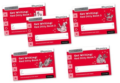 READ WRITE INC - PHONICS GET WRITING! RED DITTY BOOKS 1-5 MIXED PACK OF 5