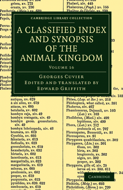 A CLASSIFIED INDEX AND SYNOPSIS OF THE ANIMAL KINGDOM - VOLUME 16