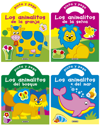PINTA Y PEGA LOS ANIMALITOS (4 TÍTULOS).