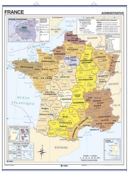 FRANCE, PHYSIQUE / ADMINISTRATIVE (POPULATION PAR RÉGION)