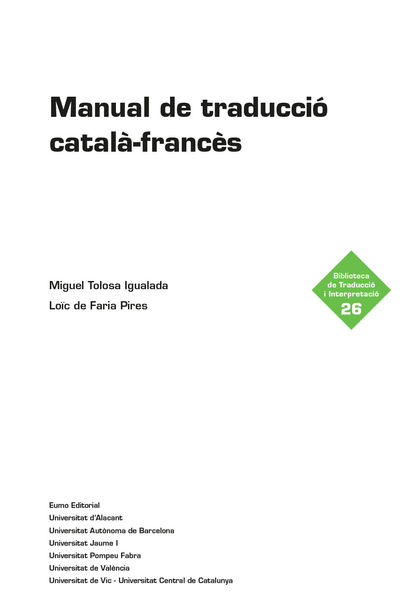 MANUAL DE TRADUCCIÓ CATALÀ-FRANCÈS