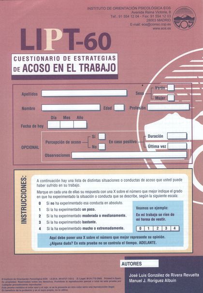 LIPT-60 : CUESTIONARIO DE ESTRATEGIAS DE ACOSO EN EL TRABAJO