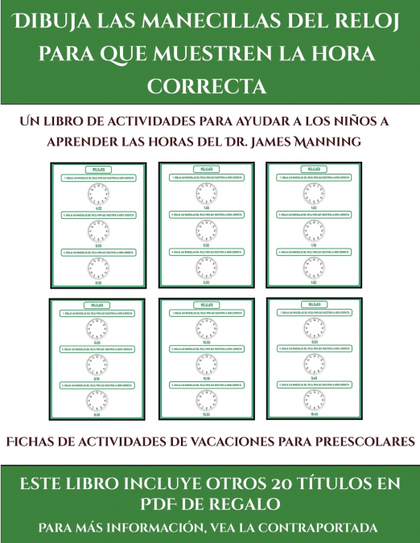 FICHAS DE ACTIVIDADES DE VACACIONES PARA PREESCOLARES (DIBUJA LAS MANECILLAS DEL
