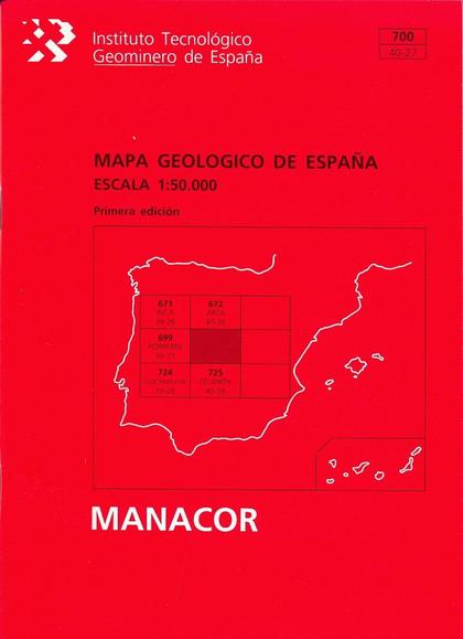 MAPA GEOLÓGICO DE ESPAÑA, ESCALA 1:50.000, MANACOR