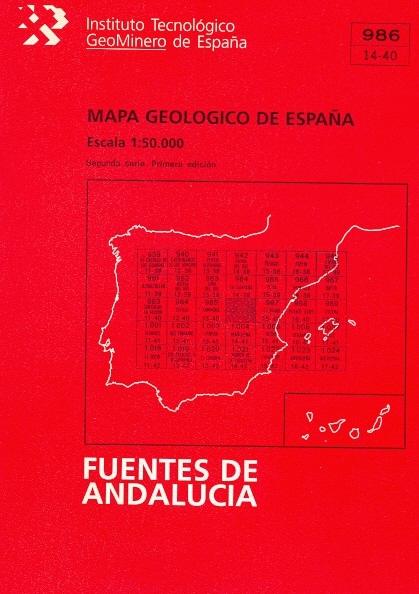 MAPA GEOLÓGICO DE ESPAÑA, ESCALA 1:50.000, N. 986 FUENTES DE ANDALUCÍA