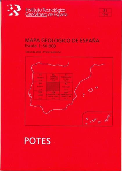 MAPA GEOLÓGICO DE ESPAÑA, ESCALA 1:50.000, N. 891 POTES