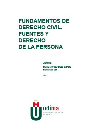 FUNDAMENTOS DE DERECHO CIVIL: FUENTES Y DERECHO DE LA PERSONA (2ª ED.).