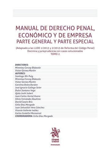 MANUAL DE DERECHO PENAL, ECONÓMICO Y DE EMPRESA PARTE GENERAL Y PARTE ESPECIAL T