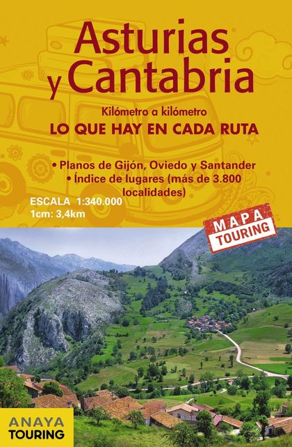 MAPA DE CARRETERAS ASTURIAS Y CANTABRIA (DESPLEGABLE), ESCALA 1:340.000.