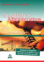 AUXILIARES ADMINISTRATIVOS, UNIVERSIDAD DEL PAÍS VASCO (EUSKAL HERRIKO UNIVERTSITATEA). TEMARIO