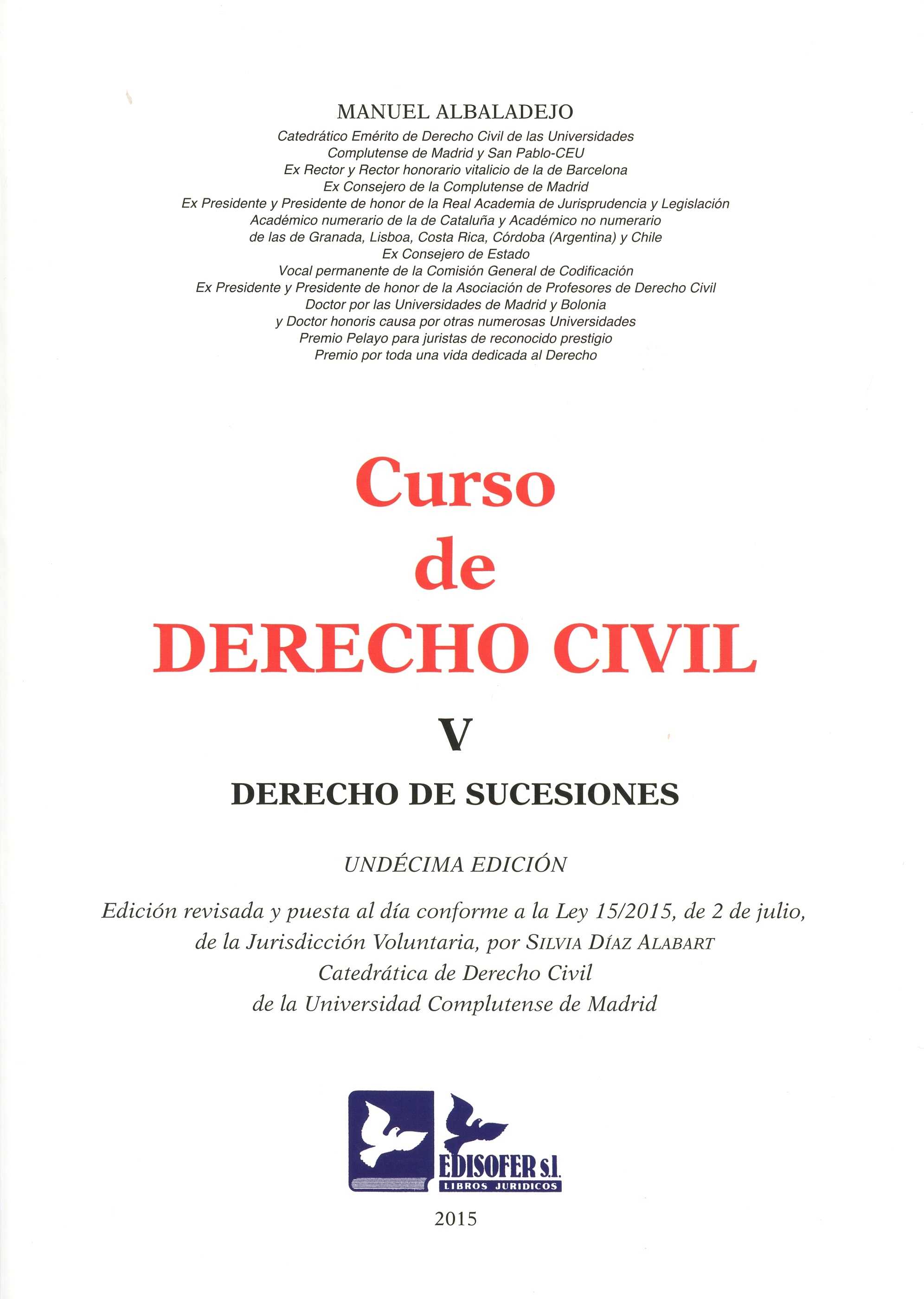 CURSO DE DERECHO CIVIL V : DERECHO DE SUCESIONES